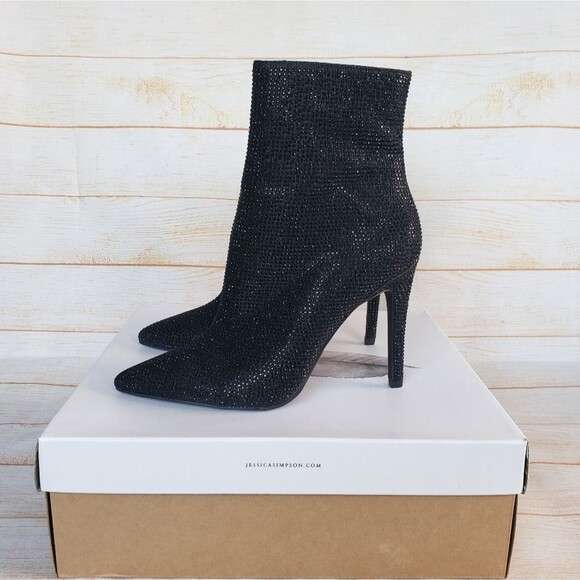 Jessica Simpson Pelina2 Sequin Stiletto Heel Boots Booties Pointy Toe Size 8.5M - Picture 6 of 16